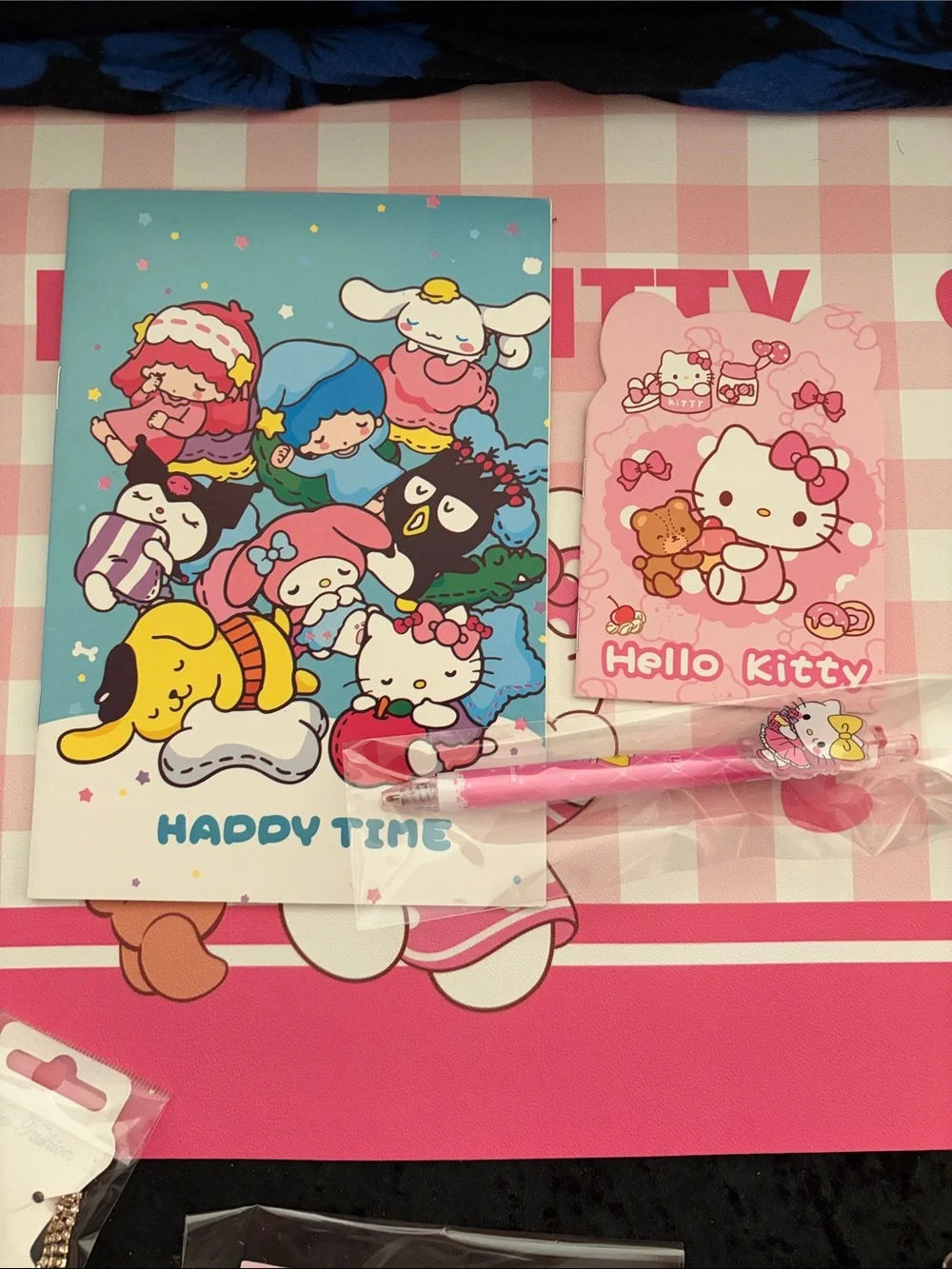 Hello Kitty Pink Plush Coin Purse and Matching Pink Accessories Set